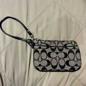 Coach Vintage Large Logo Black Brown Wristlet